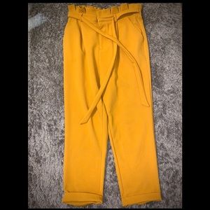 women yellow dress pants